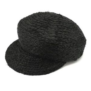 Olive and Pique Black EMI Woven Raffia Newsboy Hat